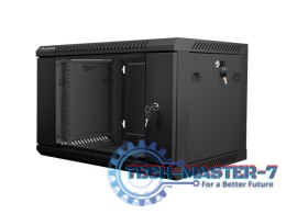 Szafa instalacyjna wisząca 19'' 6U 600X450mm czarna (drzwi szklane)