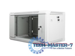 Szafa instalacyjna wisząca 19'' 6U 600X450mm szara (drzwi szklane)