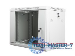 Szafa instalacyjna wisząca 19'' 9U 600X450mm szara (drzwi szklane)