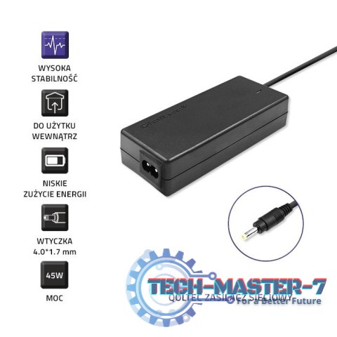 Zasilacz do Lenovo 45W | 20V | 2.25A | 4.0*1.7 | +kabel zasilający Zasilacz do Lenovo 45W | 20V | 2.25A | 4.0*1.7 | +kabel zasilający