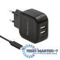 Ładowarka sieciowa 17W | 5V | 3.4A | 2xUSB + kabel USB typC
