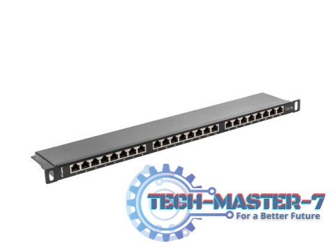 Patch Panel 24 Port 0.5U Kat.5E czarny ekranowany Patch Panel 24 Port 0.5U Kat.5E czarny ekranowany