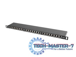 Patch Panel 24 Port 0.5U Kat.6 czarny ekranowany