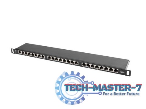 Patch Panel 24 Port 0.5U Kat.6 czarny ekranowany