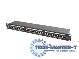Patch Panel 24 Port 1U Kat.5E czarny ekranowany