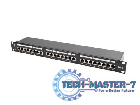 Patch Panel 24 Port 1U Kat.6 czarny ekranowany