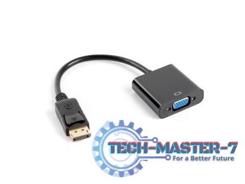 Adapter DisplayPort (M) -> VGA 15 pin (F) czarny na kablu Adapter DisplayPort (M) -> VGA 15 pin (F) czarny na kablu