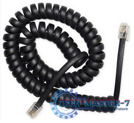 Kabel spiralny tel RJ10/4P4C/2m/Czarny Kabel spiralny tel RJ10/4P4C/2m/Czarny