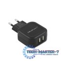 Ładowarka sieciowa 17W | 5V | 3.4A | 2xUSB + kabel USB typC