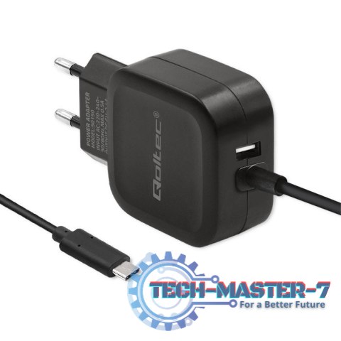 Ładowarka sieciowa 17W | 5V | 3.4A | USB + USB typ C Ładowarka sieciowa 17W | 5V | 3.4A | USB + USB typ C