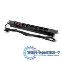 Listwa zasilająca do RACK 19cali | 1U | 6A | PDU | 6xSCHUKO | 2m