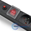 Listwa zasilająca do RACK 19cali | 1U | 6A | PDU | 6xSCHUKO | 2m
