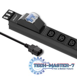 Listwa zasilająca do Rack 19cali | circuit breaker | 1U | 10A | PDU | 8xIEC C13 | 2m