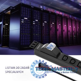 Listwa zasilająca do Rack 19cali | circuit breaker | 1U | 10A | PDU | 8xIEC C13 | 2m