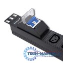 Listwa zasilająca do Rack 19cali | circuit breaker | 1U | 10A | PDU | 8xIEC C13 | 2m