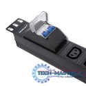 Listwa zasilająca do Rack 19cali | circuit breaker | 1U | 10A | PDU | 8xIEC C13 | 2m