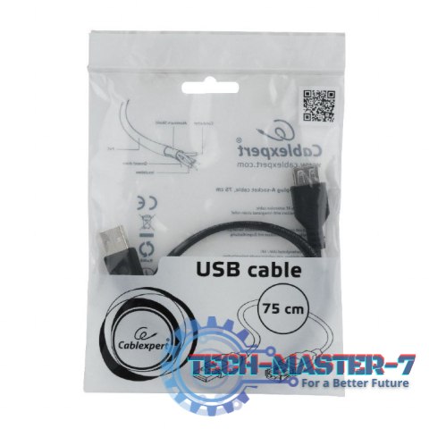 Przedłużacz kabla USB 2.0 AM-AFI 0.75m czarny Przedłużacz kabla USB 2.0 AM-AFI 0.75m czarny