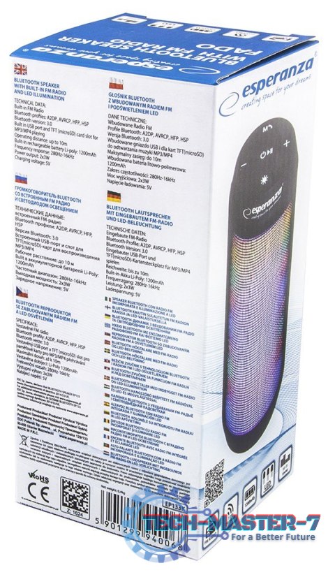 Głośnik FADO bluetooth z podświetleniem LED Głośnik FADO bluetooth z podświetleniem LED
