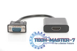 Konwerter/adapter audio-video VGA do HDMI, 1080p FHD, z audio 3.5mm MiniJack