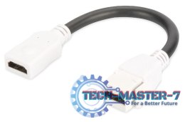 Moduł Keystone HDMI z kablem 12cm, łącznik do gniazd i pustych paneli, żeński/żeński, biały