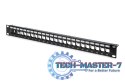 Panel krosowy (patch panel) modularny 19" 24 porty pod moduły keystone, 1U, ekranowany, prowadnica kabli, pola opisowe, czarny