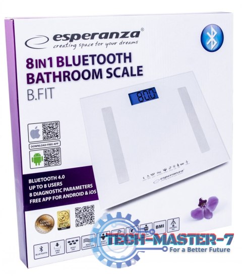 WAGA ŁAZIENKOWA 8W1 Z FUNKCJĄ BLUETOOTH B.FIT BIAŁA WAGA ŁAZIENKOWA 8W1 Z FUNKCJĄ BLUETOOTH B.FIT BIAŁA
