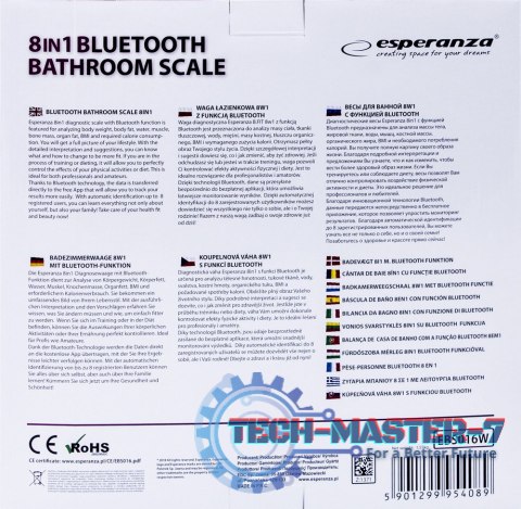 WAGA ŁAZIENKOWA 8W1 Z FUNKCJĄ BLUETOOTH B.FIT BIAŁA WAGA ŁAZIENKOWA 8W1 Z FUNKCJĄ BLUETOOTH B.FIT BIAŁA