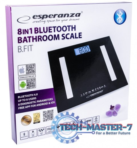WAGA ŁAZIENKOWA 8W1 Z FUNKCJĄ BLUETOOTH B.FIT CZARNA WAGA ŁAZIENKOWA 8W1 Z FUNKCJĄ BLUETOOTH B.FIT CZARNA