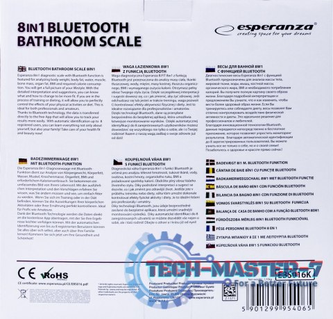 WAGA ŁAZIENKOWA 8W1 Z FUNKCJĄ BLUETOOTH B.FIT CZARNA WAGA ŁAZIENKOWA 8W1 Z FUNKCJĄ BLUETOOTH B.FIT CZARNA