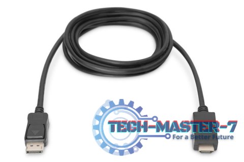 Kabel adapter DisplayPort 1.2 z zatrzaskiem 4K 60Hz UHD Typ DP/HDMI A M/M czarny 3m Kabel adapter DisplayPort 1.2 z zatrzaskiem 4K 60Hz UHD Typ DP/HDMI A M/M czarny 3m