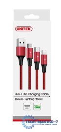 Kabel ładujący 3-in-1 USB - USB-C/microUSB/Lightning, 1,2m; C4049RD
