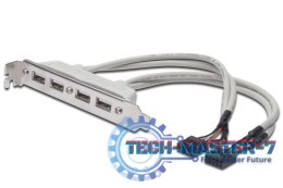 Kabel na śledziu USB 2.0 HighSpeed Typ 2xIDC (5pin)/4xUSB A M/Ż szary 0,25m