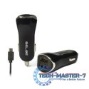 Ładowarka samochodowa 2xUSB + microUSB 2.1A czarna