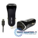 Ładowarka samochodowa USB + microUSB 1A czarna