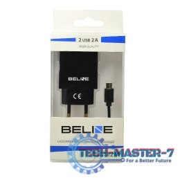 Ładowarka sieciowa 2xUSB + microUSB 2A czarna