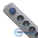 Listwa antyprzepięciowa Quick Switch, 8 gniazd, 1,8m, szara