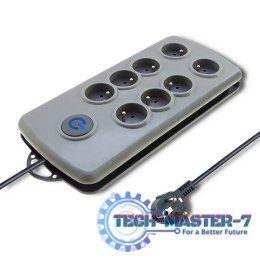 Listwa antyprzepięciowa Quick Switch, 8 gniazd, 2,5m, szara