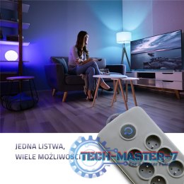 Listwa antyprzepięciowa Quick Switch, 8 gniazd, 2,5m, szara