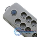 Listwa antyprzepięciowa Quick Switch, 8 gniazd, 2,5m, szara
