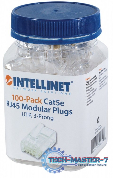 Wtyk RJ45 UTP na drut 8p8c kat.5e słoik 100szt. Wtyk RJ45 UTP na drut 8p8c kat.5e słoik 100szt.