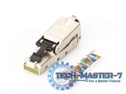 Wtyk modularny RJ45 kat.6A, PoE+, 10GbE, STP, ekranowany, metalowy, beznarzędziowy, AWG 27-22, zaślepka