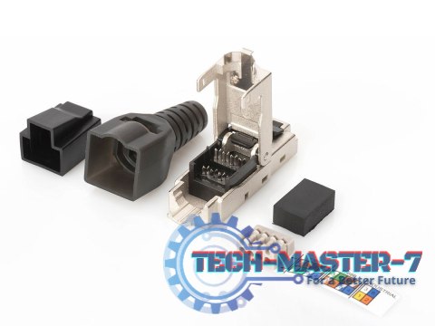 Wtyk modularny RJ45 kat.6A, PoE+, 10GbE, STP, ekranowany, metalowy, beznarzędziowy, AWG 27-22, zaślepka Wtyk modularny RJ45 kat.6A, PoE+, 10GbE, STP, ekranowany, metalowy, beznarzędziowy, AWG 27-22, zaślepka