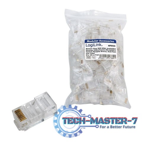 Wtyki RJ45 8P8C UTP do kabli płaskich, 100szt. Wtyki RJ45 8P8C UTP do kabli płaskich, 100szt.