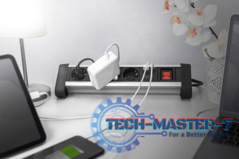 Listwa zasilająca biurowa 45° 4 gniazdowa, 2x USB (5V/2A) z możliwością obrotu o 290° aluminiowa HQ Listwa zasilająca biurowa 45° 4 gniazdowa, 2x USB (5V/2A) z możliwością obrotu o 290° aluminiowa HQ