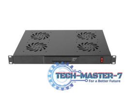 Panel wentylacyjny LCD poziomy 1U z termostatem do szaf, 19 cali, 4 wentylatory, 230V, czarny