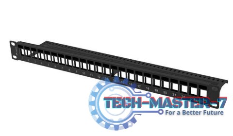 Patch panel pusty 24 porty 1U 19 cali czarny do modułów keystone Patch panel pusty 24 porty 1U 19 cali czarny do modułów keystone
