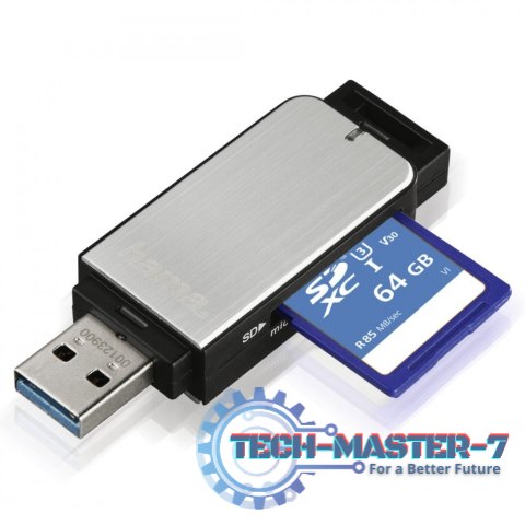 Czytnik kart SD/microSD USB 3.0 srebrny Czytnik kart SD/microSD USB 3.0 srebrny