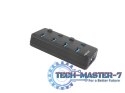 Hub USB 4 porty Mantis 2 USB 3.0 z włącznikiem + zasilacz
