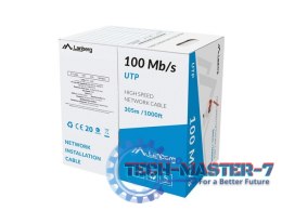 Kabel LAN UTP 100Mb/s 305m drut cca czerwony