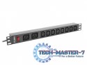 Listwa zasilająca Rack PDU 19 cali 1U 16A 2X C19 8X IEC C13 czarny C20